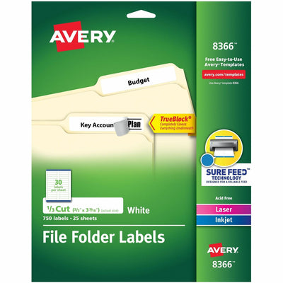 Avery File Folder Labels, White, 750 / Pack — view 1