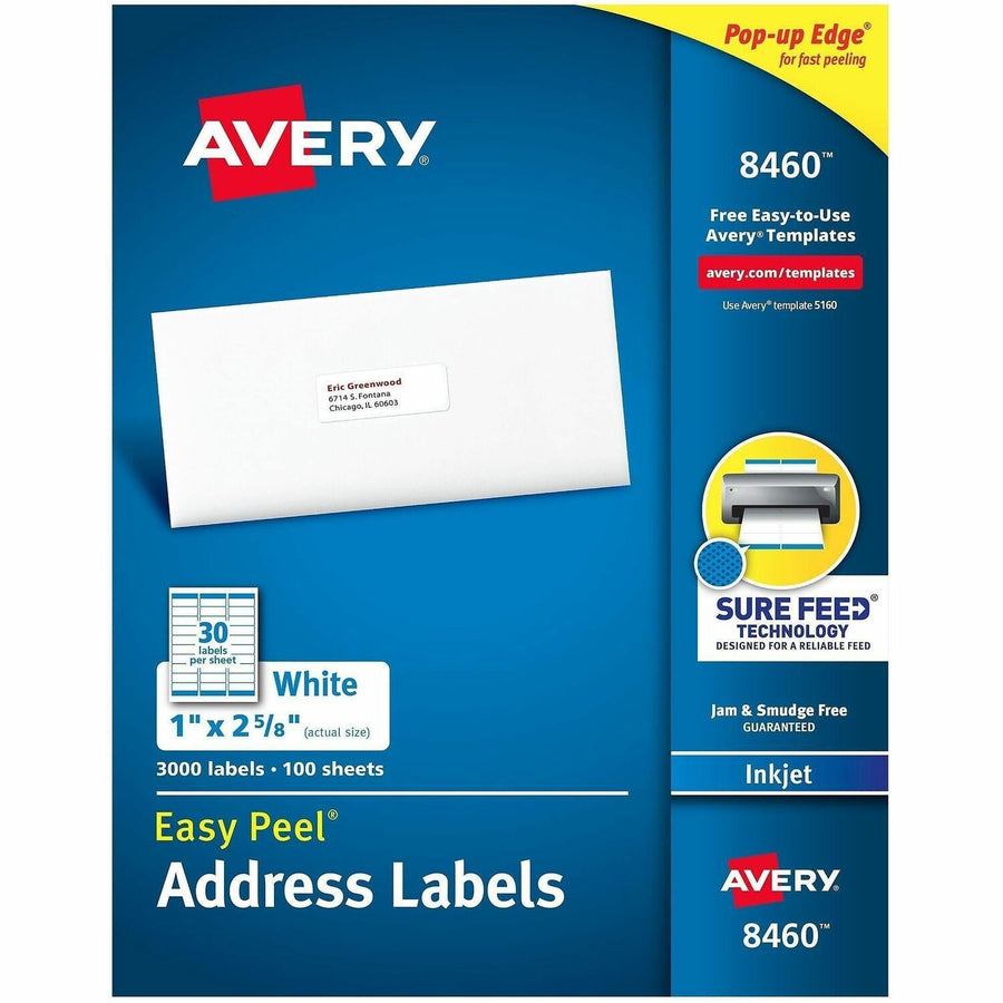 Avery Easy Peel White Inkjet Mailing Labels, 3000 / Box — view 1
