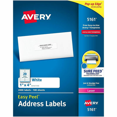 Avery Address Labels, 1" x 4", White, 2,000ct ), 2000 / Box — view 1