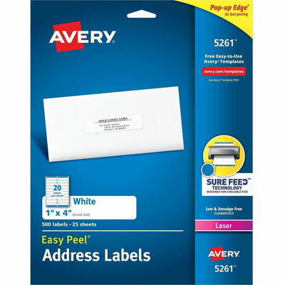 Avery Easy Peel Address Labels, 1" x 4", 500 White Labels ), 500 / Pack — view 1