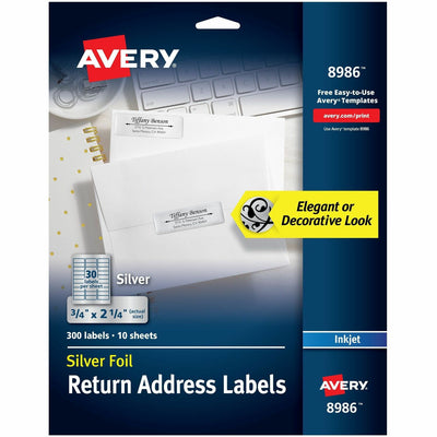 Avery Gold Foil Mailing Labels, Silver, 300 / Pack — view 1