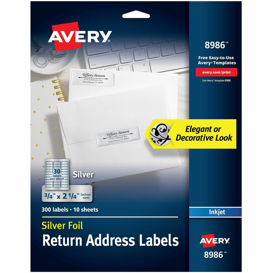 Avery Gold Foil Mailing Labels, Silver, 300 / Pack — view 1