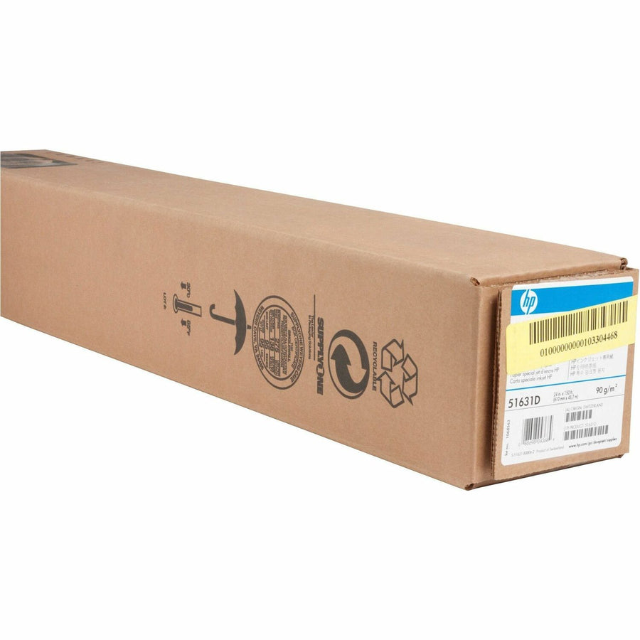 HP Wide Format Special Inkjet Technical Paper, 24" x 150 ft, Glossy, 24 lb, Quick Drying, 1 Roll, HEW51631D
