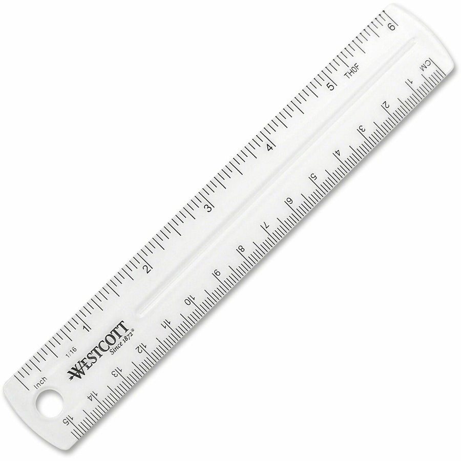 Acme United Westcott Clear Plastic Ruler, 12EA/BX 12BX/CT — view 1
