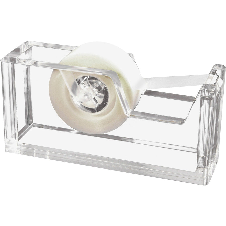 Kantek Tape Dispenser, 1.8" x 2.8", Clear, Acrylic, Non-skid Base, KTKAD60
