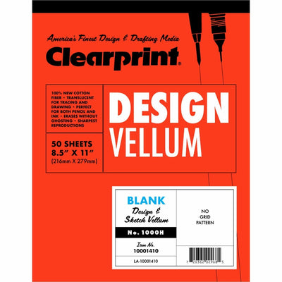 Chartpak Clearprint Design Vellum Pad - Letter, 8 1/2" x 11", 1 Pad, CLE10001410