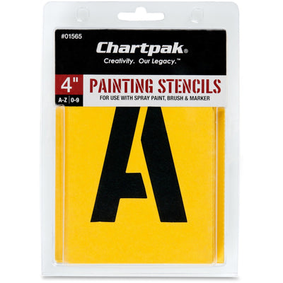 Chartpak Painting Letters/Numbers Stencils, Yellow, 1 Set, CHA01565