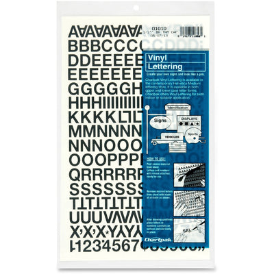 Chartpak Vinyl Helvetica Style Letters/Numbers, Black, 201 / Pack, CHA01010