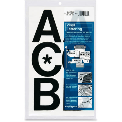Chartpak 3" Vinyl Capital Letters, Black, 50 / Pack, CHA01070