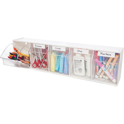 Deflecto Tilt Bin Interlocking Multi-Bin Storage Organizer, White, 6EA/CT — view 1
