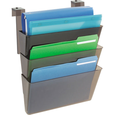 Deflecto Stackable DocuPocket for Partition Walls, Smoke, 3 / Set, DEF73502RT