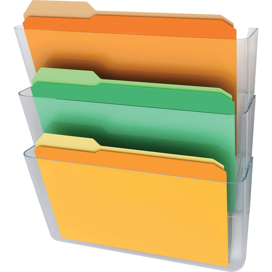 Deflecto Stackable DocuPocket for Partition Walls, Clear, 3 / Set — view 1