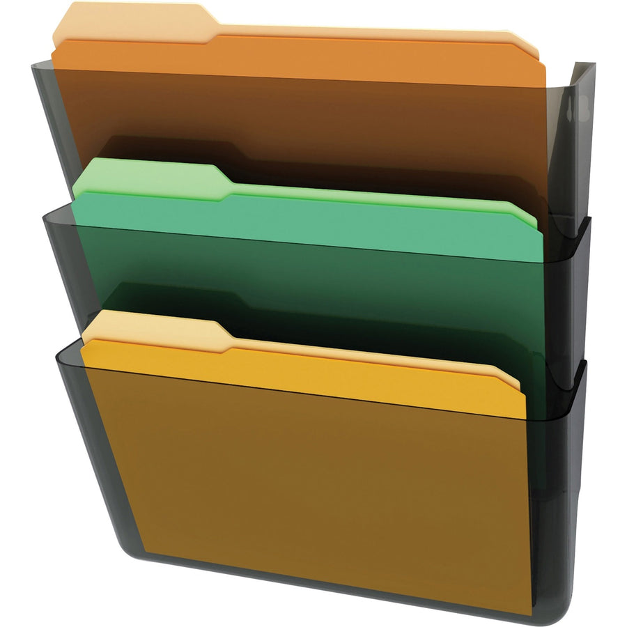 Deflecto Stackable DocuPocket Set, Smoke, 3 / Set — view 1