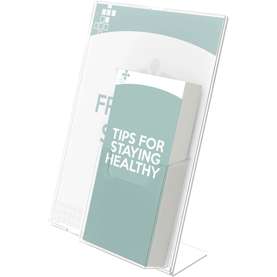 Deflecto 4" Pocket Slanted Plastic Sign Holder, 11" x 8.5", Clear, DEF590501