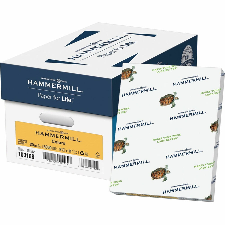 Hammermill Colors Recycled Copy Paper - Gold, Paper for Copy, 8.5" x 11", 20 lb, Jam-free, 10 / Pack, HAM10316-8