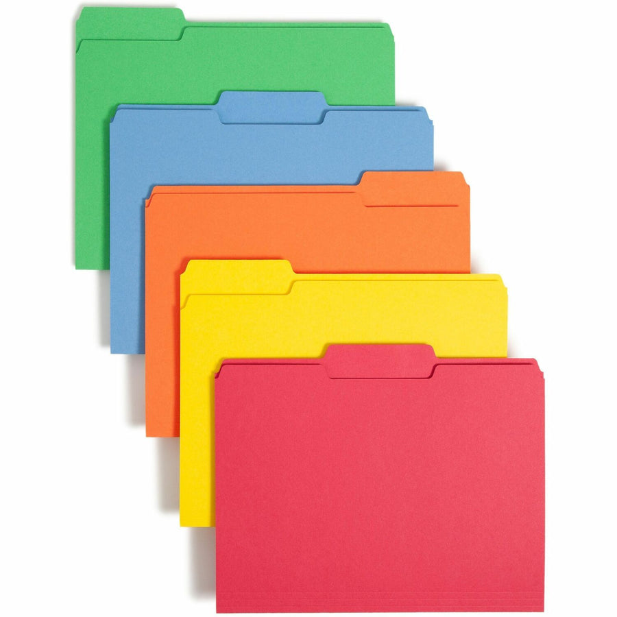 Smead File Folders, 8.5" Width x 11" Length, Yellow, 1/3, Assorted, 1/2", Rounded Corner, 100 / Box, SMD11943