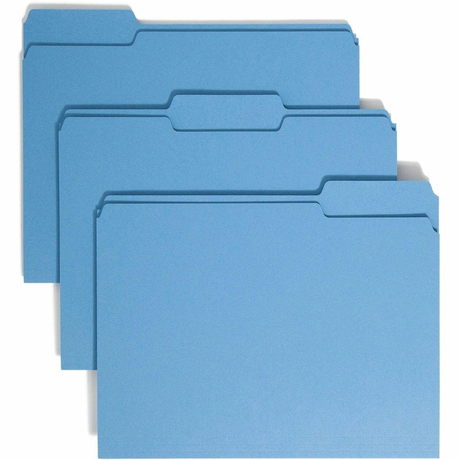 Smead File Folders, 8.5" Width x 11" Length, Blue, 1/3, Assorted, 1/2", Rounded Corner, 100 / Box, SMD12043