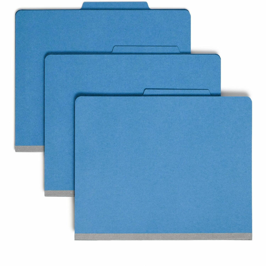 Smead Colored 2/5 Tab Cut Letter Classification Folder, 8.5" Width x 11" Length, Blue, Right of Center, Tear Resistant, 10 / Box, SMD14001