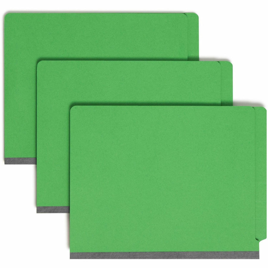 Smead Straight Tab Cut Letter Recycled Classification Folder, Green, 8 1/2" Width x 11" Length, 10 / Box — view 1