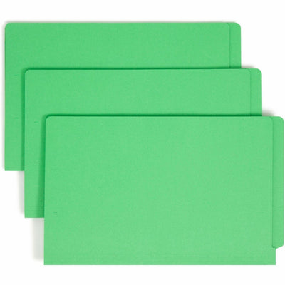 Smead Colored Straight Tab Cut Legal Recycled Fastener Folder, Green, 8 1/2" Width x 14" Length, 50 / Box, SMD28140