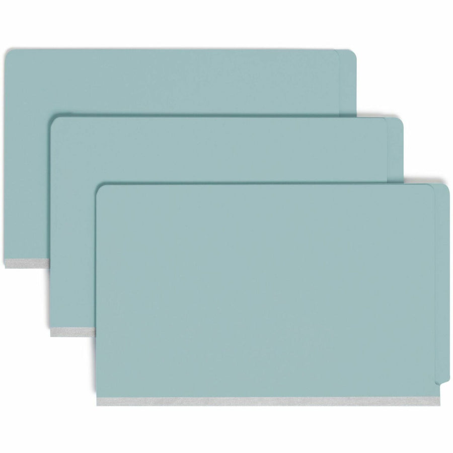 Smead End Tab Pressboard Classification File Folder with SafeSHIELD Fasteners, 8.5" Width x 14" Length, Blue, 10 / Box, SMD29781