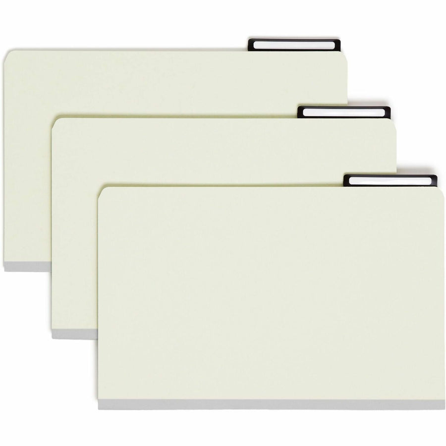 Smead 2/5 Tab Cut Recycled Legal Pressboard Mortgage File Folder, 8.5" Width x 14" Length, Green, Right, Preprinted, 10 / Box, SMD78208