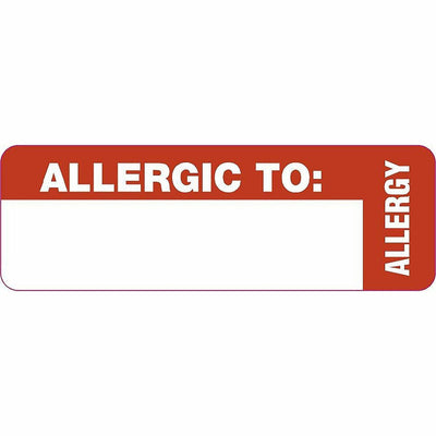 Tabbies Allergic To: Medical Wrap Labels, Red, 500 / Roll, TAB40562