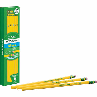 Dixon Ticonderoga Company Ticonderoga Tri-Write Wooden Pencils, 2HB, 1 Dozen, DIX13856