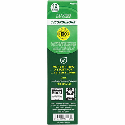 Dixon Ticonderoga Ticonderoga Tri-Write Wooden Pencils, 2HB, 1 Dozen, DIX13856