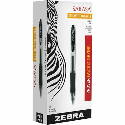 Zebra Sarasa Dry X20 Gel Retractable RDI 1.0mm Black Ink, 1 Dozen, ZEB46610
