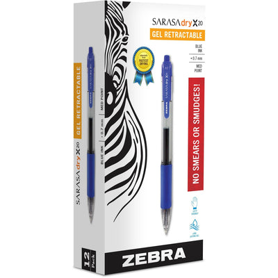 Zebra Pen Zebra SARASA dry X20 Retractable Gel Pen, 1 Dozen, ZEB46820