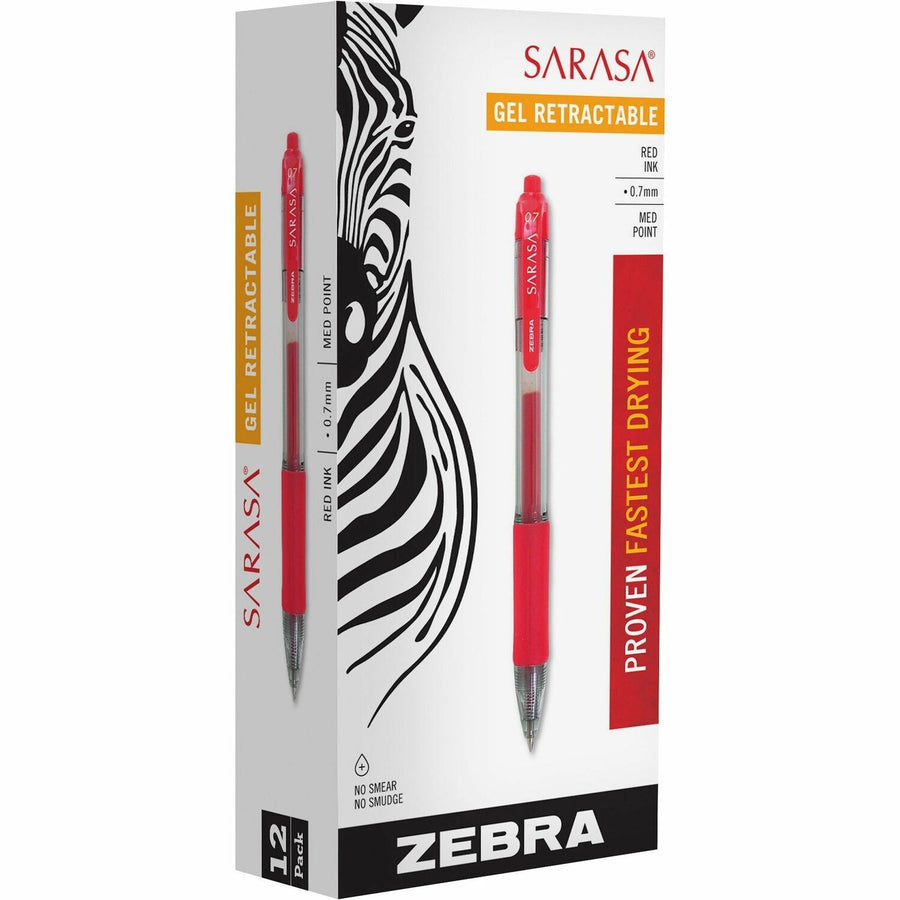 Zebra SARASA dry X20 Retractable Gel Pen, Red, Visible Ink Supply, 1 Dozen, ZEB46830