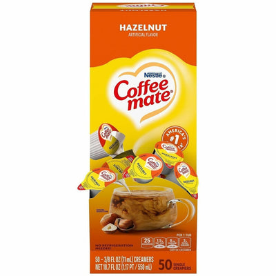 Nestle Professional Coffee mate Hazelnut Nondairy Liquid Creamer Singles, 50 / Box, NES35180