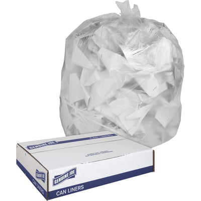 Genuine Joe Clear Trash Can Liners, 1 Carton, GJO01012