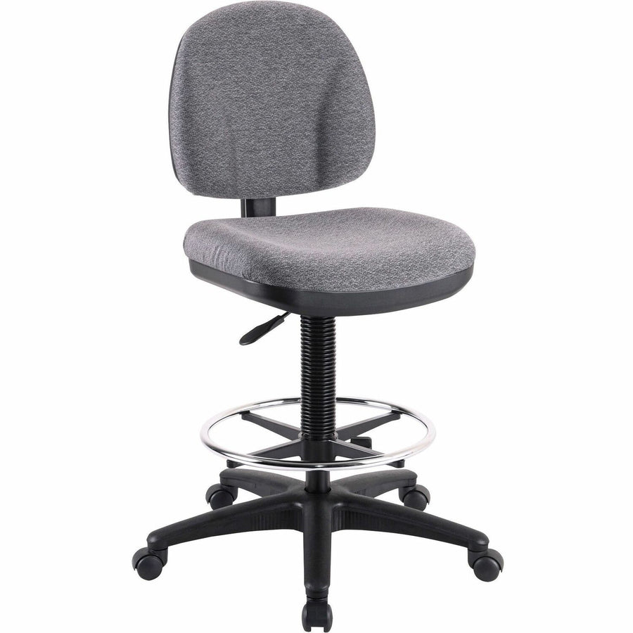 Lorell Millenia Series Adjustable Task Stool with Back, 24" x 50.5", Gray, Foot Ring, LLR80009