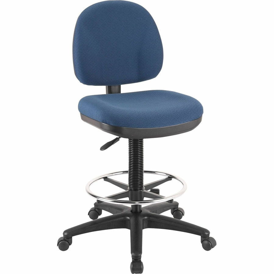 Lorell Millenia Series Adjustable Task Stool with Back, 24" x 50.5", Blue, Foot Ring, LLR80010
