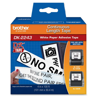 Brother DK2243 Continuous Length Paper Labels, White, 1 Box, BRTDK2243