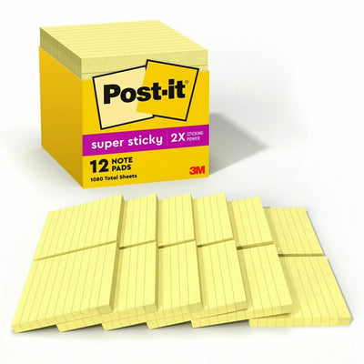 3M Post-it Super Sticky Lined Notes Cabinet Pack, Canary Yellow, 12 / Pack — view 1