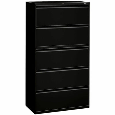 The HON Company HON 800 Series Full-Pull Locking Lateral File - 5-Drawer, Black, HON895LP