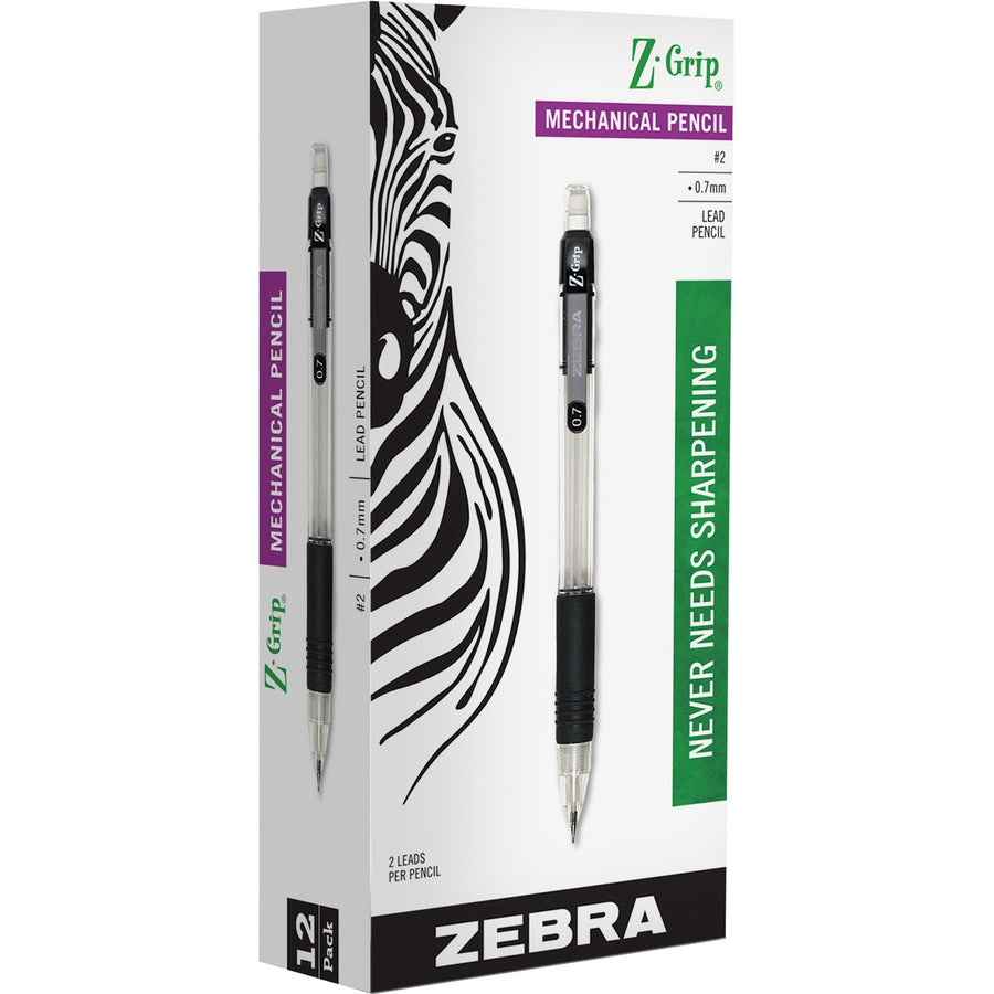 Zebra Z-grip Clear Barrel Mechanical Pencil, 0.7 mm, 1 Dozen — view 1