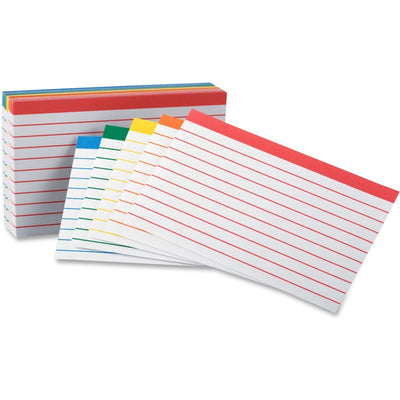 TOPS Oxford Color Coded Bar Ruling Index Cards, 3" x 5", 100 / Pack, OXF04753