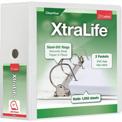 TOPS Cardinal Xtralife ClearVue Locking Slant-D Binder, White, 8 1/2" Width x 11" Length, 2EA/CT — view 1