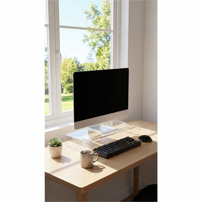 Kantek Monitor Stand with Keyboard Storage, Clear, KTKAMS300