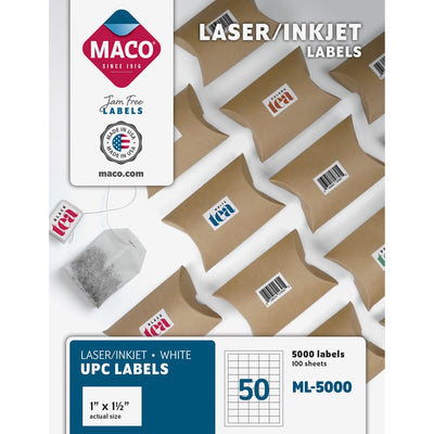 Chartpak Maco White UPC Labels, 5000 / Box, MACML5000