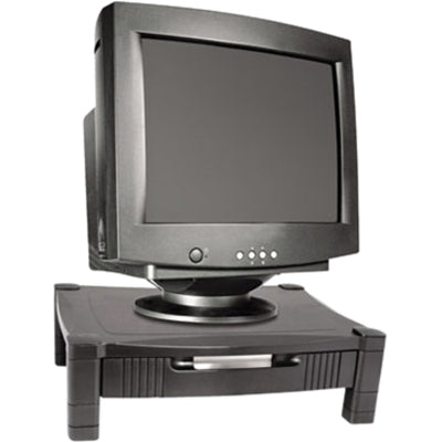 Kantek Height-Adjustable Monitor Stand with Organizing Drawer, Black, 6EA/CT — view 1