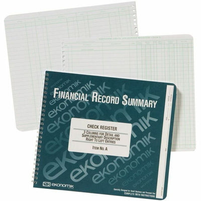 Ekonomik Check / Deposit Register, 10" Width x 8.75" Length, 12EA/BX 6BX/CT — view 1