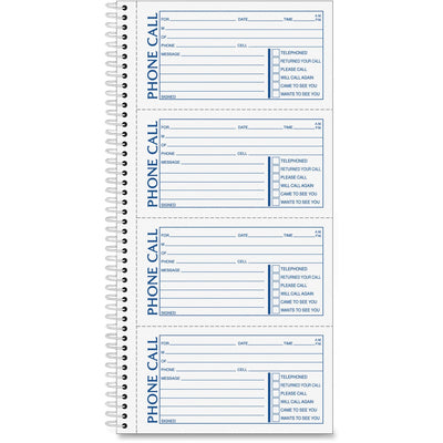 TOPS Telephone Message Book, White, 11" Width x 5.50" Length, TOP74620