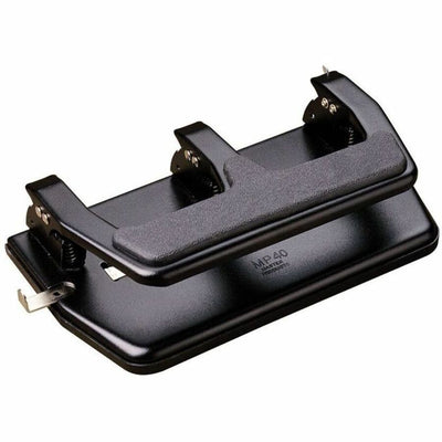 Master 3-Hole Gel Padded Punches, 10.5" x 3", Black, Steel, Heavy Duty, MATMP40