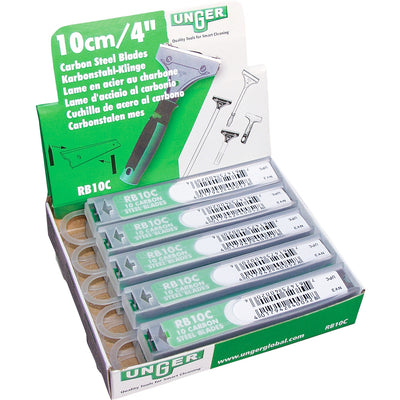 Unger 4" Replacement Scraper Blades, Silver Gray, 10 / Pack, UNGRB10C