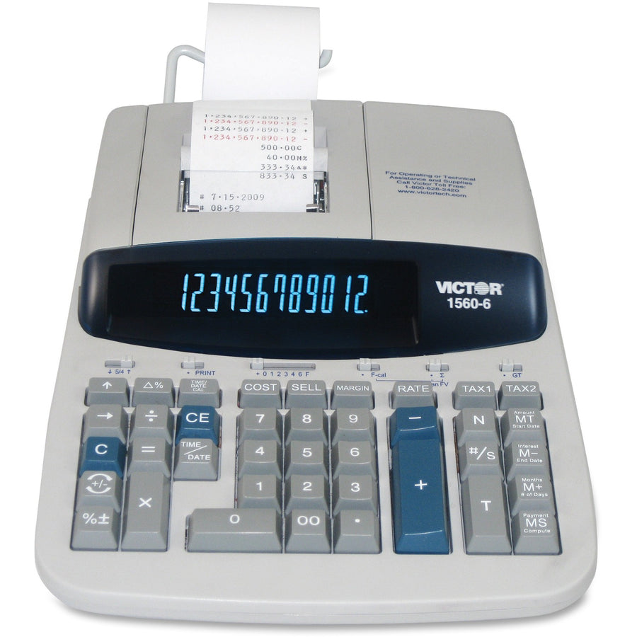 Victor 15606 Printing Calculator, 8.8" x 2.8", Gray, VCT15606